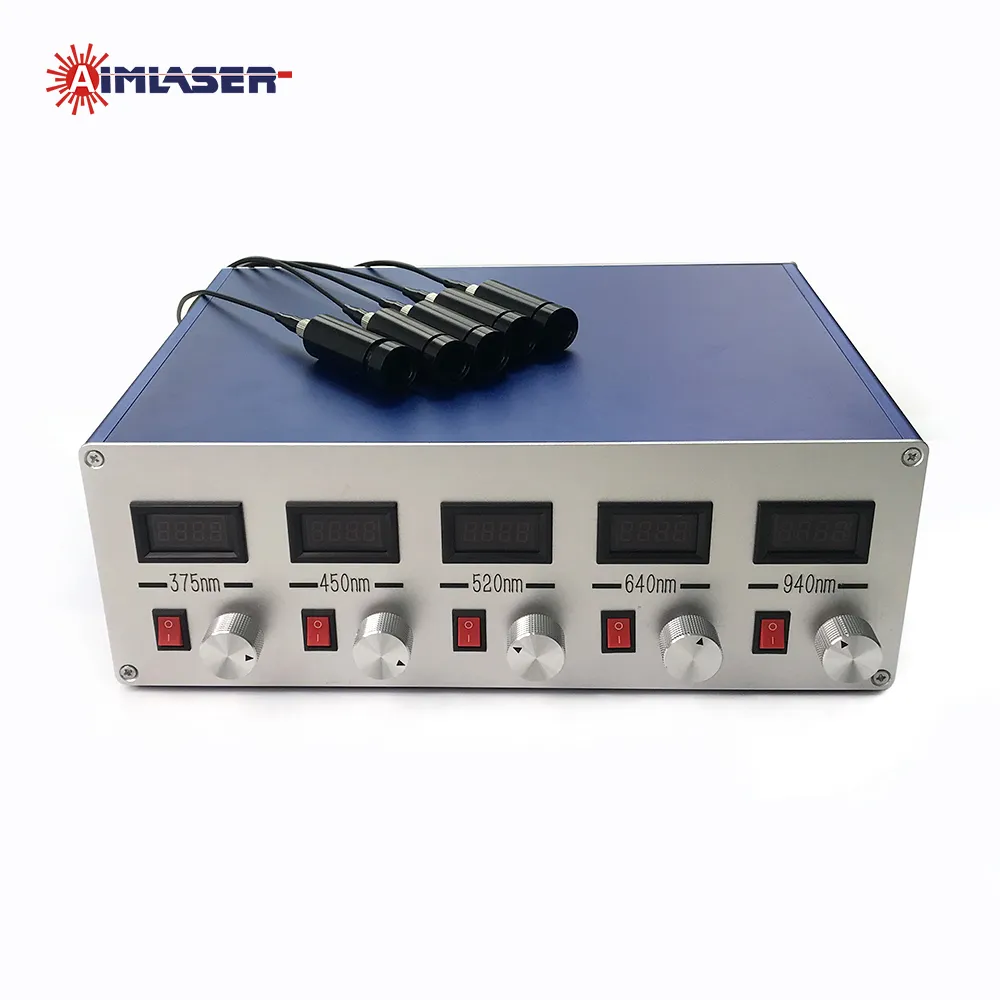375nm 405nm 520nm 640nm 940nm 5 Wavelengths 105um Multimode Fiber Coupled Laser
