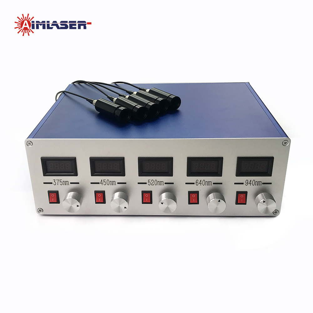 375nm 405nm 520nm 640nm 940nm 5 Wavelengths 105um Multimode Fiber Coupled Laser